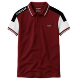 Maroon Lacoste Panel Polo T-Shirt!